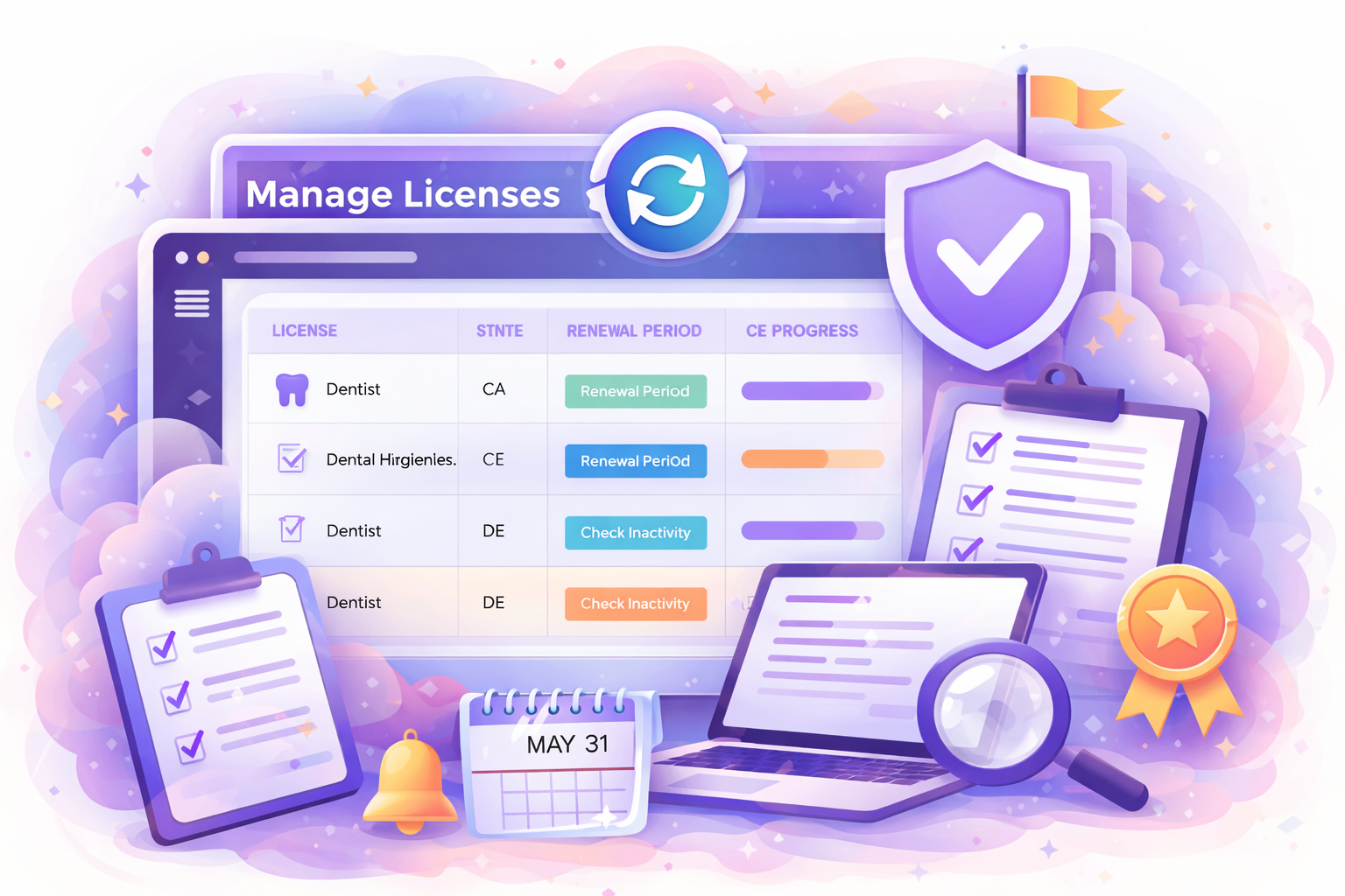 Managing professional license renewals digitally
