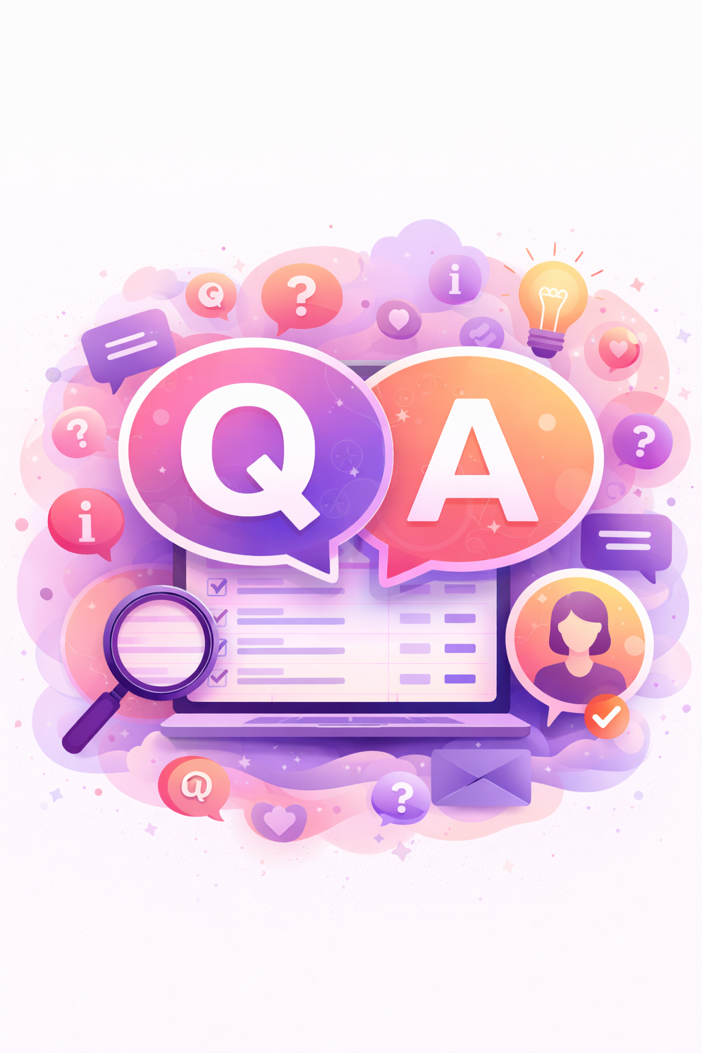 Colorful Q&A abstraction with icons